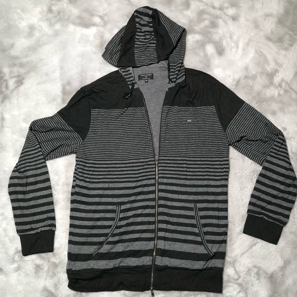 7 Diamonds Black and Gray Stripe Jacket Medium